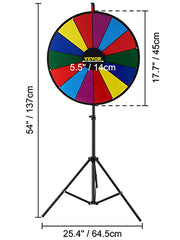 Load image into Gallery viewer, Amocart 18 Inch Tabletop Color Prize Wheel w/ Folding Tripod Floor Stand 14 Slots Dry Erase for Win Fortune Spinning Stand Game