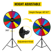 Load image into Gallery viewer, Amocart 18 Inch Tabletop Color Prize Wheel w/ Folding Tripod Floor Stand 14 Slots Dry Erase for Win Fortune Spinning Stand Game