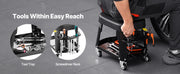 Charger l'image dans la visionneuse de galerie, Amocart Mechanic Stool 300lbs Garage Seat with Wheels 360° Swivel Rolling Workshop Stool with Tool Tray for Garage, Shop Repair