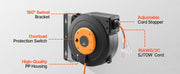 Load image into Gallery viewer, Amocart 30FT Retractable Extension Cord Reel with Lighted Triple Tap Outlet 10Amp Circuit Breaker for Ceiling Wall Mount Garage