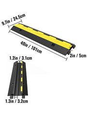 Load image into Gallery viewer, SucceBuy Cable Protector Ramp Wire Cable Cover Cord Guard 2 Channels Rubber + PVC 11000LBS Speed Bump Parking Driveway Traffic