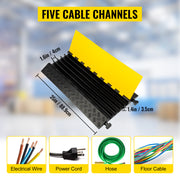 Load image into Gallery viewer, SucceBuy 1 Pack 5 Channels Cable Protectors Ramp Heavy Duty Cable Cover Guard Wire Cord Ramp Driveway Rubber Traffic Speed Bumps