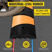 Bild in Galerie-Viewer laden, Amocart Rubber Speed Bump 2 Channel Speed Bump Hump 72.8x12.2x2.2 Garage Cable Ramp for Asphalt Concrete Gravel Driveway-6 FT