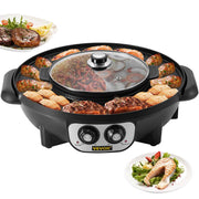 Load image into Gallery viewer, Amocart 2in1 Electric BBQ Pan Grill Hot Pot Multifunction Home Portable Smokeless Nonstick Detachable Hot Pot Barbecue Plate