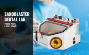 Bild in Galerie-Viewer laden, Amocart Dental Lab Sandblaster Equipment 2 Pen+2 Tanks with LED Light Large View Window Foot Pedal Control for Removing Oxides