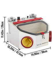 Bild in Galerie-Viewer laden, Amocart Dental Lab Sandblaster Equipment 2 Pen+2 Tanks with LED Light Large View Window Foot Pedal Control for Removing Oxides