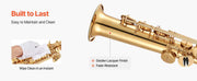 Bild in Galerie-Viewer laden, SucceBuy Straight Soprano Brass Saxophone B Flat 23 Keys, Mouthpiece, Cleaning Cloth Rod, Gloves, Neck Strap, kit for Beginners
