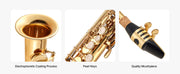 Bild in Galerie-Viewer laden, SucceBuy Straight Soprano Brass Saxophone B Flat 23 Keys, Mouthpiece, Cleaning Cloth Rod, Gloves, Neck Strap, kit for Beginners