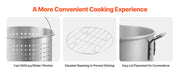Load image into Gallery viewer, Amocart 60/80/100Qt Seafood Boiling Kit with Strainer Cooking Set for Crab Crawfish Boiling Aluminum Stockpot with Steamer Rack