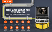 Load image into Gallery viewer, SucceBuy Sewer Camera 165 ft/50 m Self-Leveling Drain Inspection Camera with 9" 1080P HD Screen and 512Hz Locator for Duct Pipe