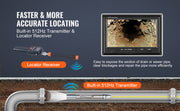 Load image into Gallery viewer, SucceBuy Sewer Camera 165 ft/50 m Self-Leveling Drain Inspection Camera with 9" 1080P HD Screen and 512Hz Locator for Duct Pipe