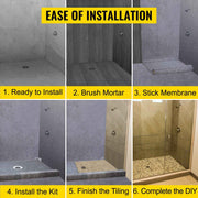 Bild in Galerie-Viewer laden, Amocart Waterproofing Shower Kit 38''x60'' Shower Kit Tray With Offset Drain PVC Or ABS 4" Stainless Steel Grate 2 Cuttable