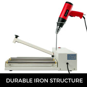 Bild in Galerie-Viewer laden, SucceBuy 12/18/24in Shrink Wrap Sealer Laminating Machine W/ Heat Gun 1800W Film Available Roll For PVC POF Film Books Toys Food