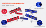 Load image into Gallery viewer, Amocart 6pcs/8pcs Blue+Red Magnetic Socket Organizer Set 3/8'' 1/2'' Metric SAE Socket Trays with Clear Labels for Tool Box