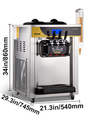 Load image into Gallery viewer, SucceBuy 22-30 L/H Soft Ice Cream Machines Commercial Tricolor Desktop Sweet Cone Freezing Equipment Vending Machine