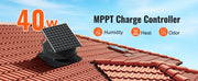 Load image into Gallery viewer, Amocart Solar Attic Fan 40W 1230 CFM Large Air Flow Solar Roof Vent Low Noise and Weatherproof with Smart Adapter for Home