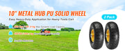 Load image into Gallery viewer, SucceBuy 2-Pack Solid PU Run-Flat Tire Wheel 10" Flat Free Tubeless Tires and Wheels for Dollies Garden Trailers Various Carts