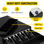 Load image into Gallery viewer, SucceBuy Cash Register Drawer 16" 12 V for POS System Tray Removable Coin Compartment & 2 Keys Included RJ11/RJ12 Cable Drawer