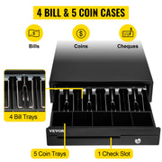 Load image into Gallery viewer, SucceBuy Cash Register Drawer 16" 12 V for POS System Tray Removable Coin Compartment & 2 Keys Included RJ11/RJ12 Cable Drawer