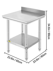 Load image into Gallery viewer, SucceBuy Stainless Steel Kitchen Work Bench Commercial Catering Table Worktable w/Undershelf 330LBS 286LBS for Restaurant Garage