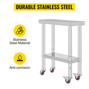 Bild in Galerie-Viewer laden, SucceBuy Stainless Steel Kitchen Worktable shelves Commercial Work Bench Table with Caster Wheels for Home Restaurant Storage