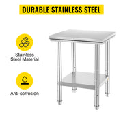 Bild in Galerie-Viewer laden, Amocart Stainless Steel Kitchen Work Bench Commercial Catering Table Worktable w/Undershelf 330LBS 286LBS for Restaurant Garage