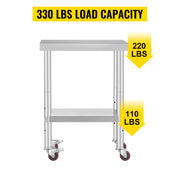 Bild in Galerie-Viewer laden, Amocart Stainless Steel Kitchen Worktable shelves Commercial Work Bench Table with Caster Wheels for Home Restaurant Storage