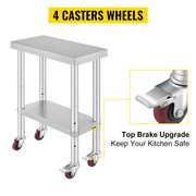Load image into Gallery viewer, Amocart Stainless Steel Kitchen Worktable shelves Commercial Work Bench Table with Caster Wheels for Home Restaurant Storage