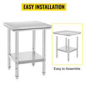 Bild in Galerie-Viewer laden, Amocart Stainless Steel Kitchen Work Bench Commercial Catering Table Worktable w/Undershelf 330LBS 286LBS for Restaurant Garage
