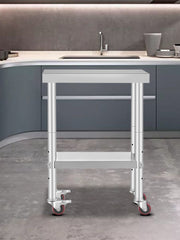 Bild in Galerie-Viewer laden, SucceBuy Stainless Steel Kitchen Worktable shelves Commercial Work Bench Table with Caster Wheels for Home Restaurant Storage