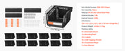 Charger l'image dans la visionneuse de galerie, SucceBuy Bacs de rangement muraux 12 bacs en plastique et 3 rails métalliques Boîte de rangement suspendue et empilable pour garage, atelier, clous et outils