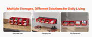 Bild in Galerie-Viewer laden, Amocart Wall Mounted Storage Bins 12 Plastic Bins & 3 Metal Rails Hanging Stackable Garage Workshop Nails Tools Organizer Box