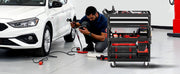 Bild in Galerie-Viewer laden, Amocart 5-Tier Tool Chest 2-Drawer Rolling Tool Work Cart with Locking & Pegboard Tools Storage Organizer for Garage Warehouse