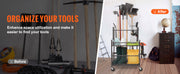 Bild in Galerie-Viewer laden, SucceBuy 16 Slots Garden Tool Organizer Yard Tool Tower Rack with Hooks Wheels Long-Handled Rake Stand Holder for Garage Storage