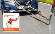 Load image into Gallery viewer, Amocart G80 V Towing Bridle Chain Towing with 15" J & Grab Hooks Transport Tow Chain Bridle for Flatbed Truck Wrecker Recovery