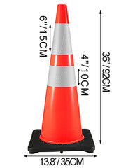 Bild in Galerie-Viewer laden, Amocart 36 in 6 Pack PVC Traffic Safety Parking Cones Reflective Collars Higher Warning for Traffic Control Construction Sites