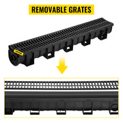 Bild in Galerie-Viewer laden, Amocart Drainage Trench Driveway Channel Drain With Plastic Grate 3-5 Pack HDPE Floor Drain Trench Drain Grate For Garden