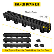 Bild in Galerie-Viewer laden, Amocart Drainage Trench Driveway Channel Drain With Plastic Grate 3-5 Pack HDPE Floor Drain Trench Drain Grate For Garden