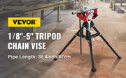 Bild in Galerie-Viewer laden, SucceBuy Steel Tripod Pipe Chain Vise 1/8-5in Capacity Foldable Legs Tri-Stand Bench Vice for Fixing Support Bending Metal Pipes