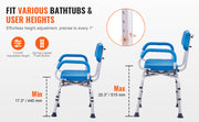Bild in Galerie-Viewer laden, SucceBuy Swivel Shower Chair 360 Degree Adjustable with Armrest and Backrest for Shower or Bathtub Non-Slip for Elderly Disabled