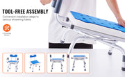Bild in Galerie-Viewer laden, SucceBuy Swivel Shower Chair 360 Degree Adjustable with Armrest and Backrest for Shower or Bathtub Non-Slip for Elderly Disabled