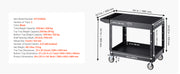 Bild in Galerie-Viewer laden, Amocart 550 lbs Utility Service Cart Two-Shelf Plastic Hand Dolly Cart with 360° Swivel Wheels for Warehouse Garage Cleaning