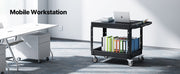 Bild in Galerie-Viewer laden, SucceBuy 550 lbs Utility Service Cart Two-Shelf Plastic Hand Dolly Cart with 360° Swivel Wheels for Warehouse Garage Cleaning
