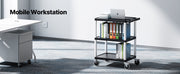 Charger l'image dans la visionneuse de galerie, Amocart 300lbs Utility Service Cart Three-Shelf Plastic Rolling Hand Cart with 360° Swivel Wheels for Warehouse Garage Cleaning