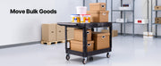 Bild in Galerie-Viewer laden, Amocart 550 lbs Utility Service Cart Two-Shelf Plastic Hand Dolly Cart with 360° Swivel Wheels for Warehouse Garage Cleaning