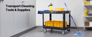 Bild in Galerie-Viewer laden, Amocart 550 lbs Utility Service Cart Two-Shelf Plastic Hand Dolly Cart with 360° Swivel Wheels for Warehouse Garage Cleaning