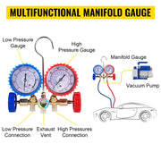 Load image into Gallery viewer, SucceBuy 3CFM 1/4HP Single Stage Air Vacuum Pump HVAC R134a R12 R22 R410a A/C Refrigeration Kit AC Manifold Gauge R134 Can Tap