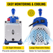 Load image into Gallery viewer, SucceBuy 3CFM 1/4HP Single Stage Air Vacuum Pump HVAC R134a R12 R22 R410a A/C Refrigeration Kit AC Manifold Gauge R134 Can Tap