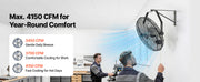Bild in Galerie-Viewer laden, Amocart Wall Mount Fan 18/20 in Wall Mounted Hanging Fan with IP44-rated Protection 3-Speed Long Airflow Distance for Industry