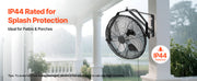 Bild in Galerie-Viewer laden, Amocart Industrial Wall Mount Fan High Velocity Waterproof Wall Fan with Aluminum Blades for Workshop Warehouse Greenhouse
